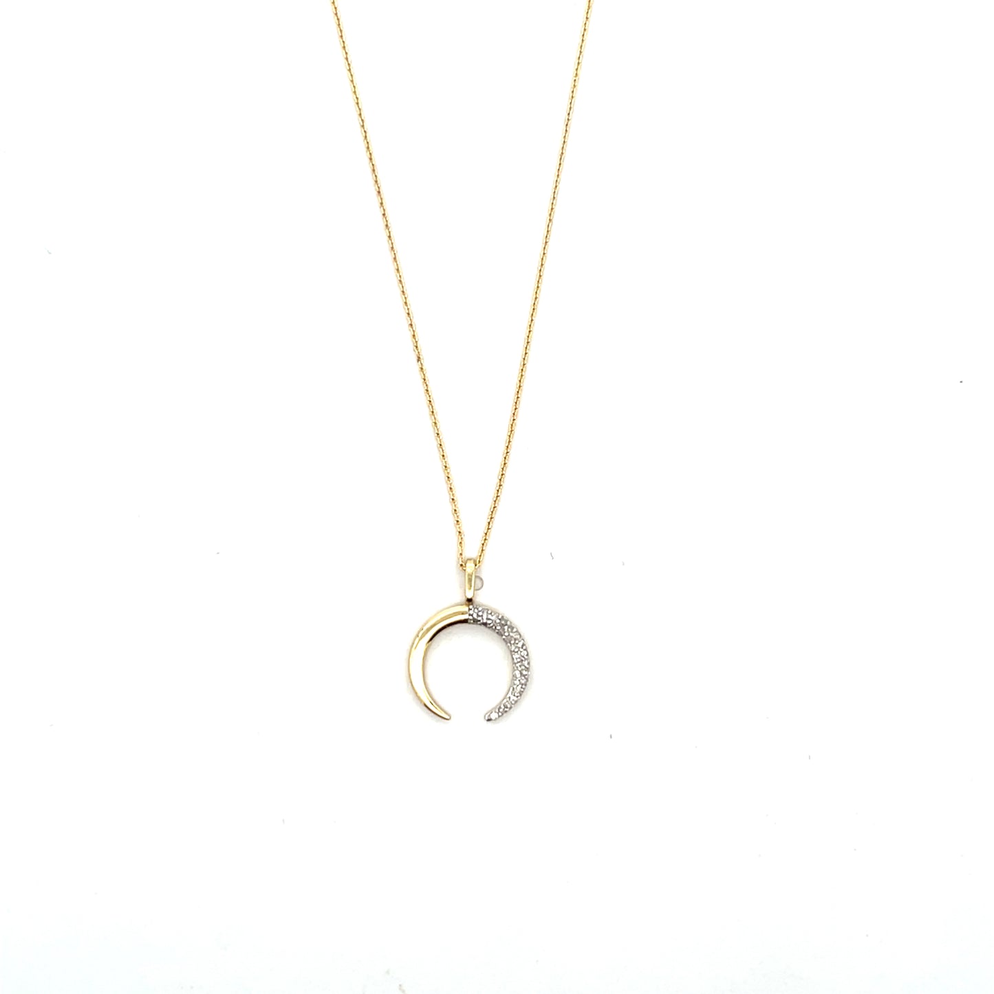 14K YG D-0.12CTW DIAMOND HORN NECKLACE