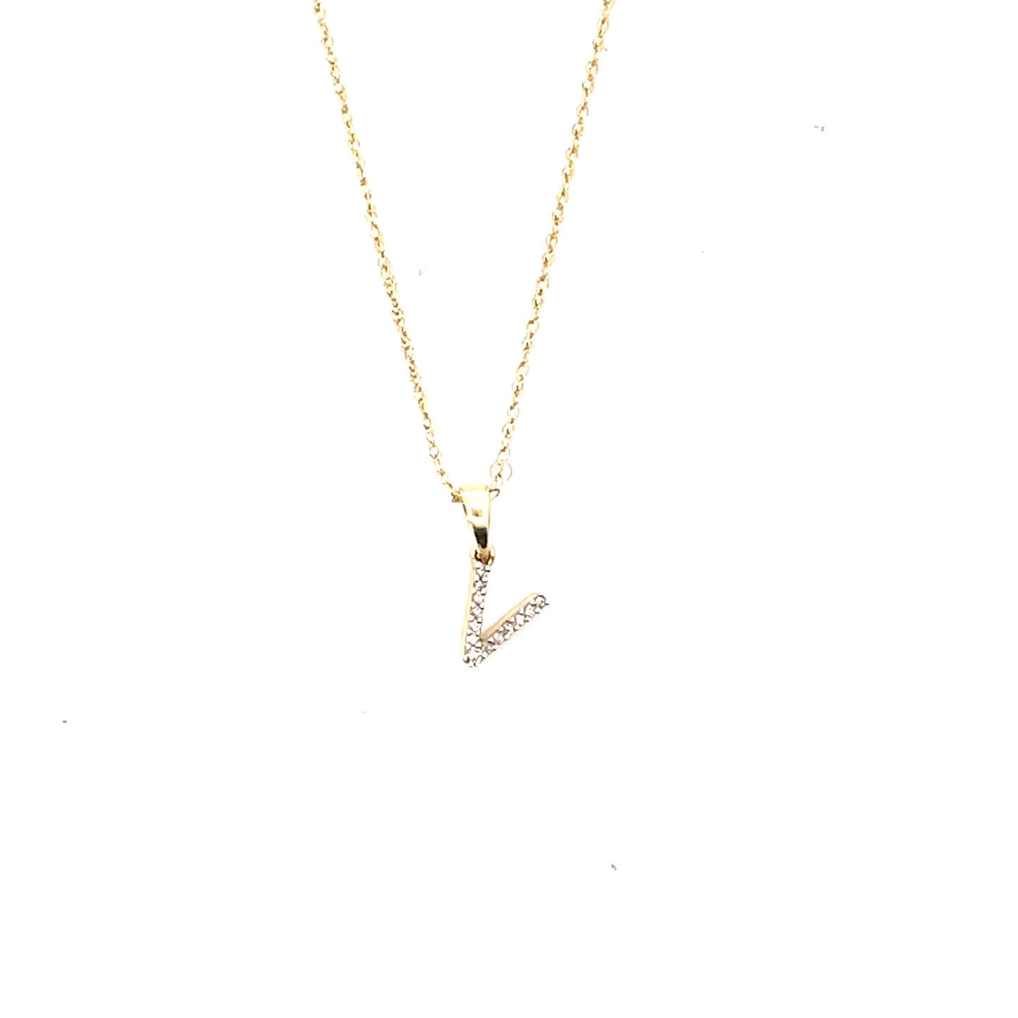 10K YG D-0.03 LETTER NECKLACE LETTER V