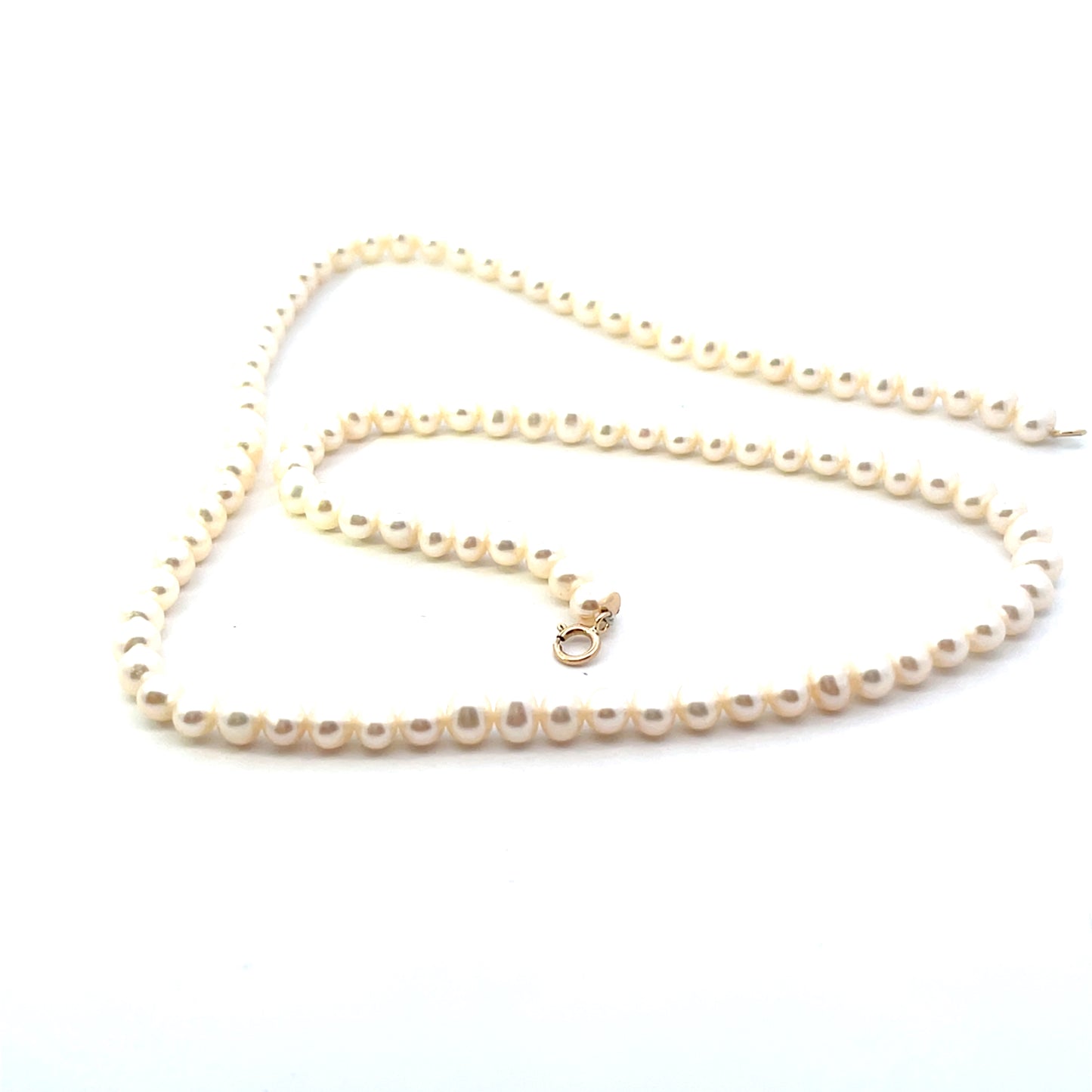 14K YG ALL AROUND SMALL PEARL NECKLACE 18"