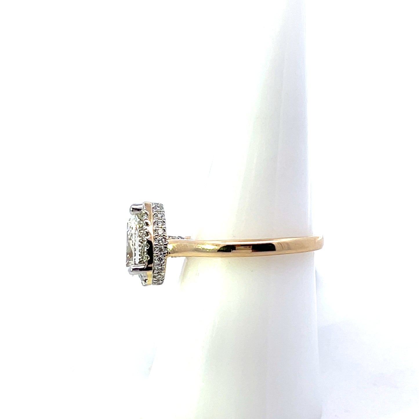 14K YG D-1.30CTW /1.00CT LAB DIAMOND LGD PEAR WITH HALO ENGAGEMENT RING