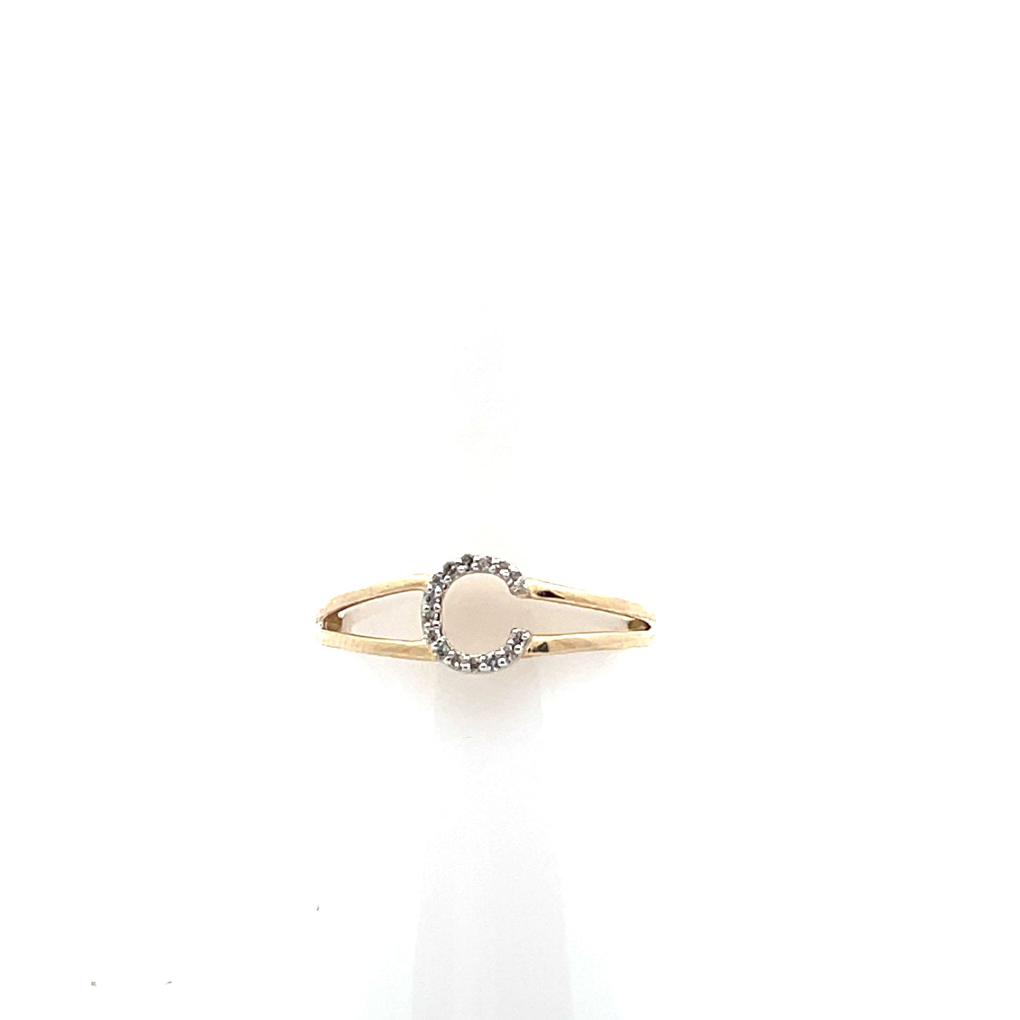 10K YG D-0.05CTW LETTER C RING