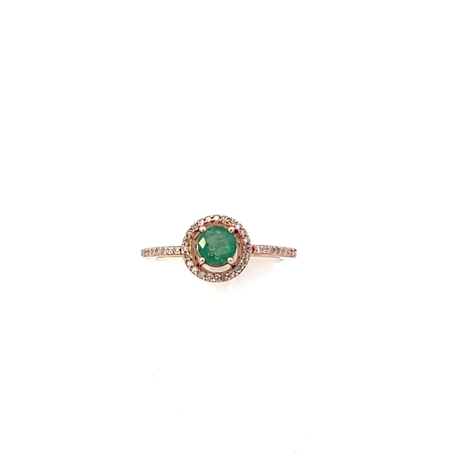 10K YG D-0.18CTW EMERALD WITH DIAMOND HALO RING