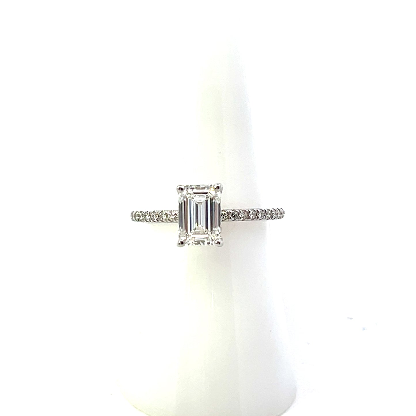 14K WG LGD-1.75CTW LAB GROW RADIANT CUT DIAMOND SOLITAIRE WITH PAVE BAND ENGAGEMENT RING
