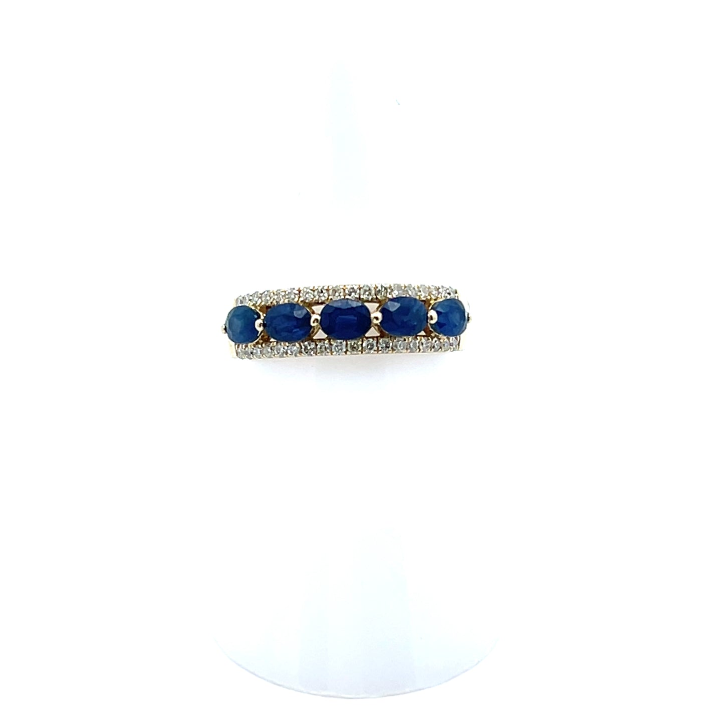 10K YG D-0.03CTW/S-1CTW 5 OVAL SAPPHIRE AND DIAMOND CIGARETTE RING #6