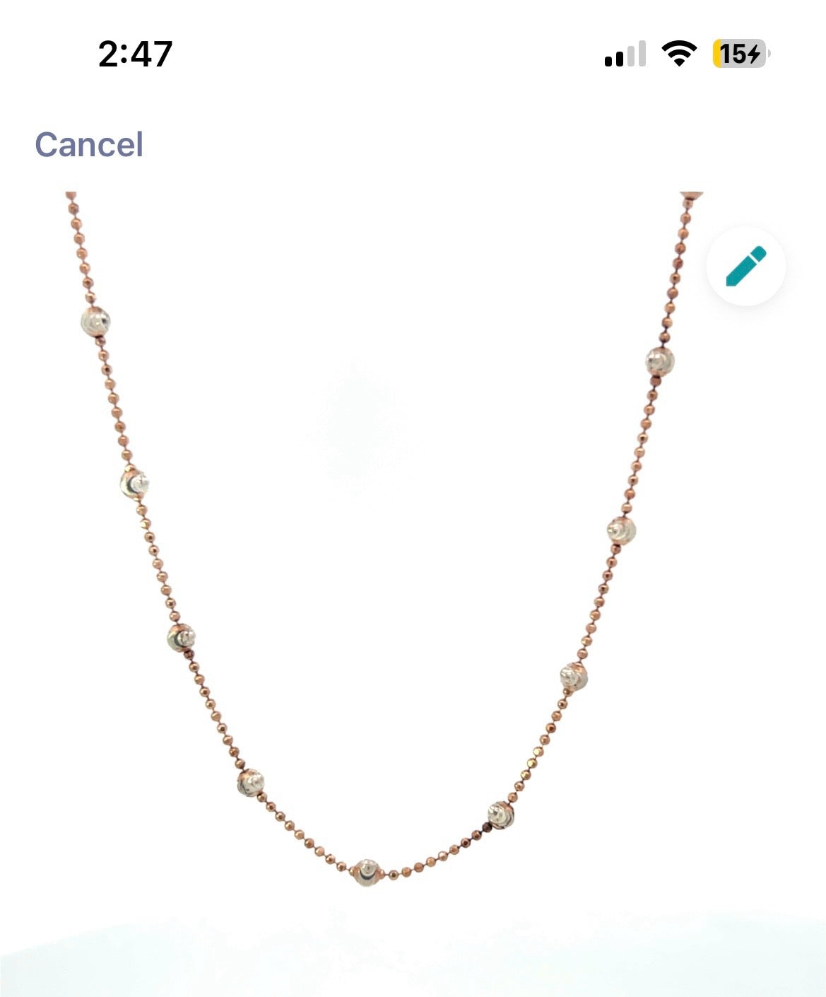 3-COLOR METAL BEADED CHAIN 18"