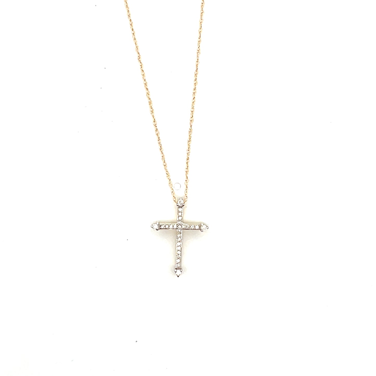 10K YG CROSS WITH DIAMONDS