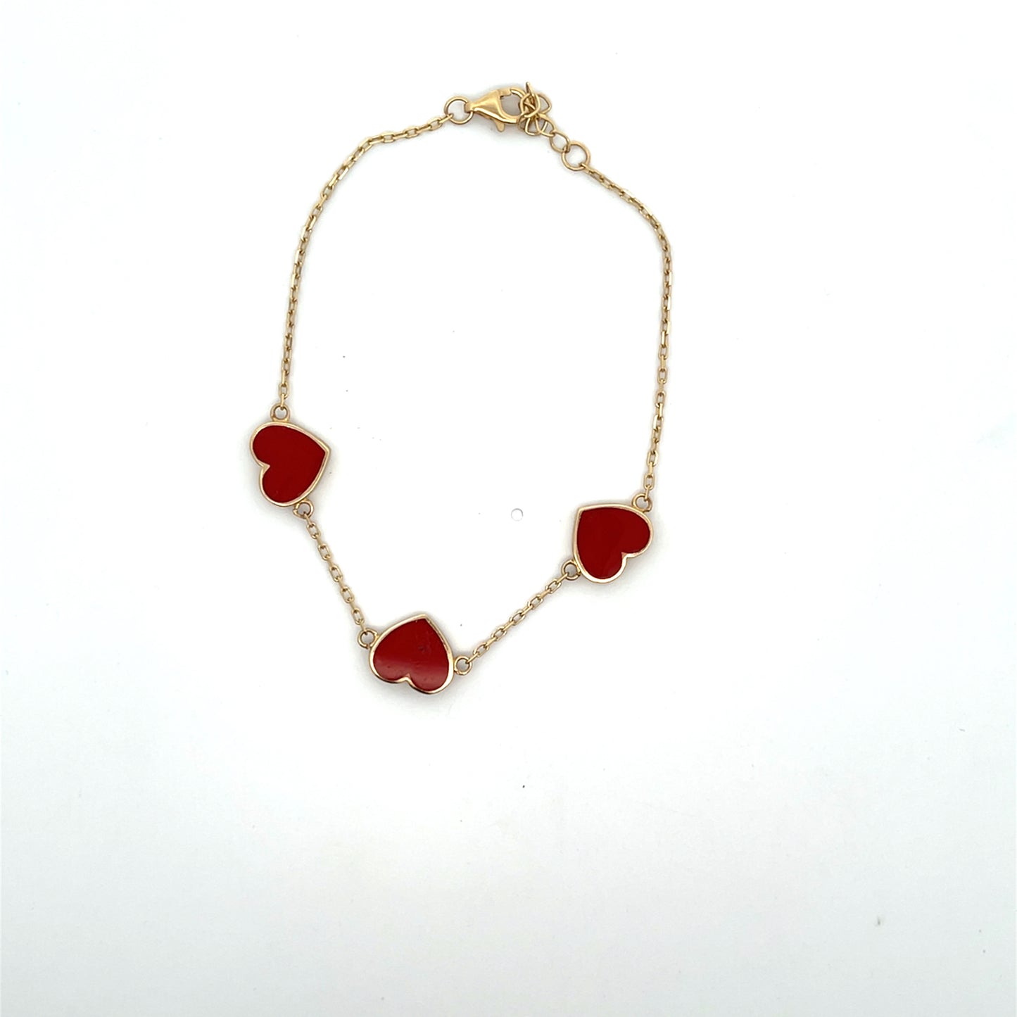 14K RED HEART ENAMEL BRACELET