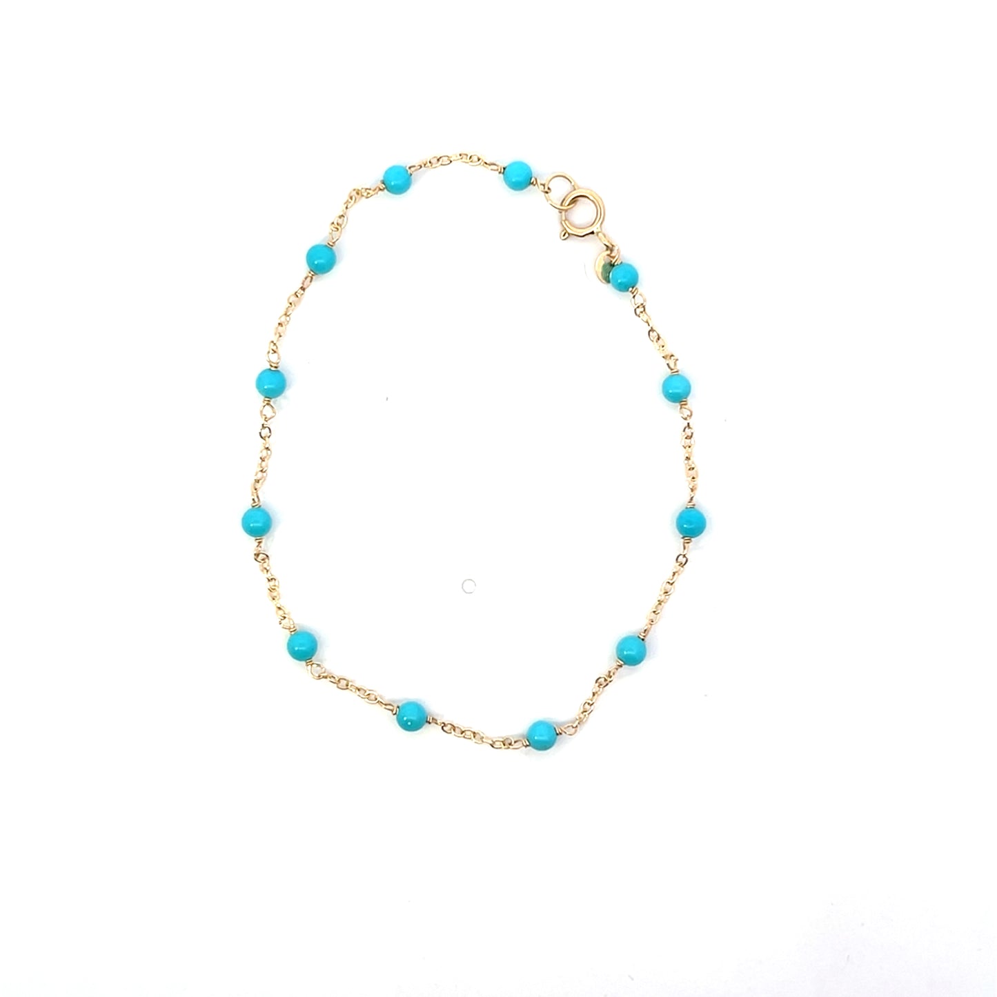 14K YG TURQUOISE MINI BALL BRACELET 7.5" (Copy)