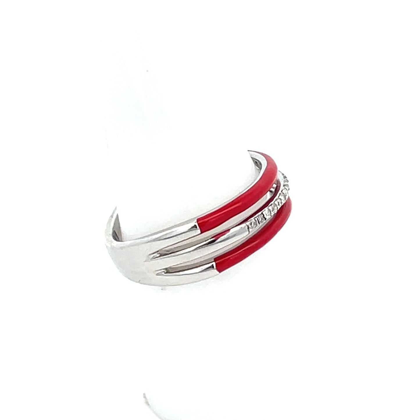 3-ROW RED ENAMEL D-0.10CTW