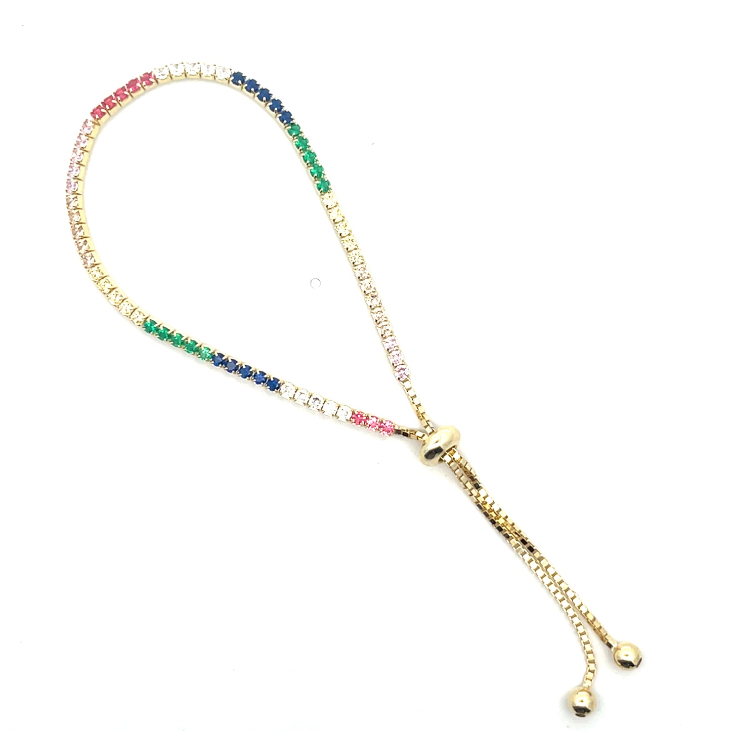 RAINBOW ADJUSTABLE 1.5MM TENNIS BRACELET SGP