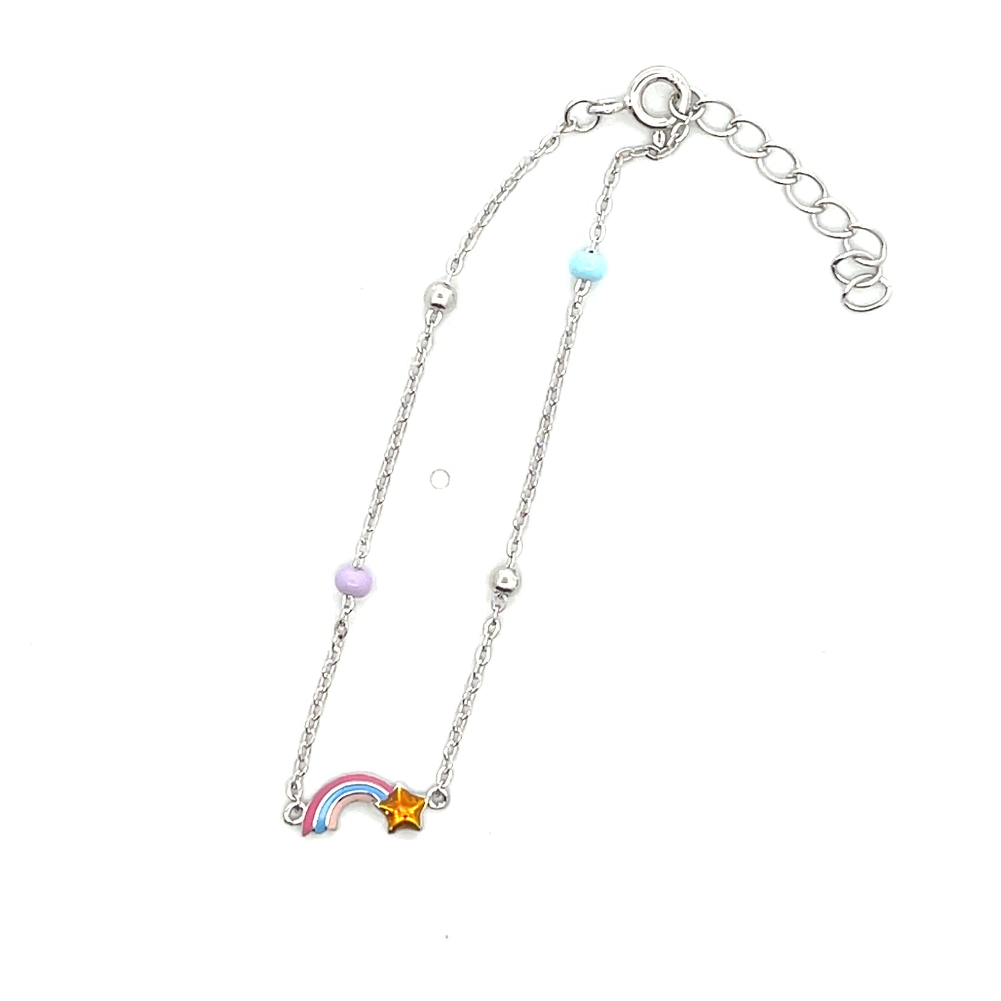 GIRL RAINBOW BRACELET 6" SILVER