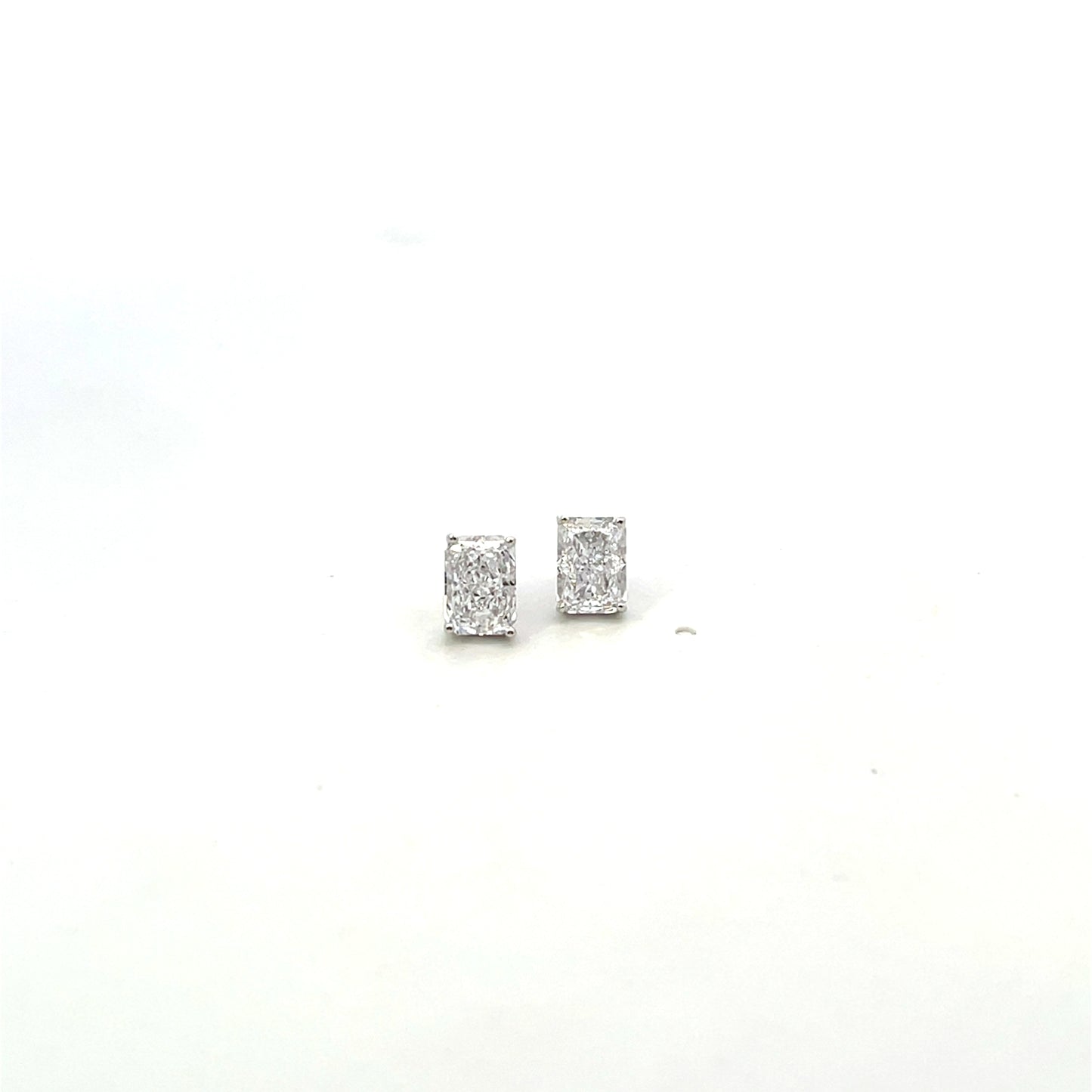 EMERALD CUT SOLITAIRE STUD EARRINGS SILVER