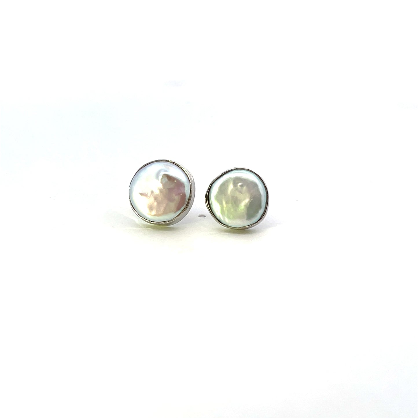 BARROQUE PEARL ROUND STUD SILVER