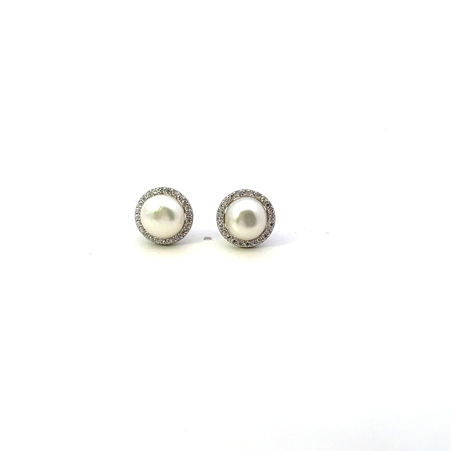 MEDIUM NATURAL PEARL WITH HALO SILVER