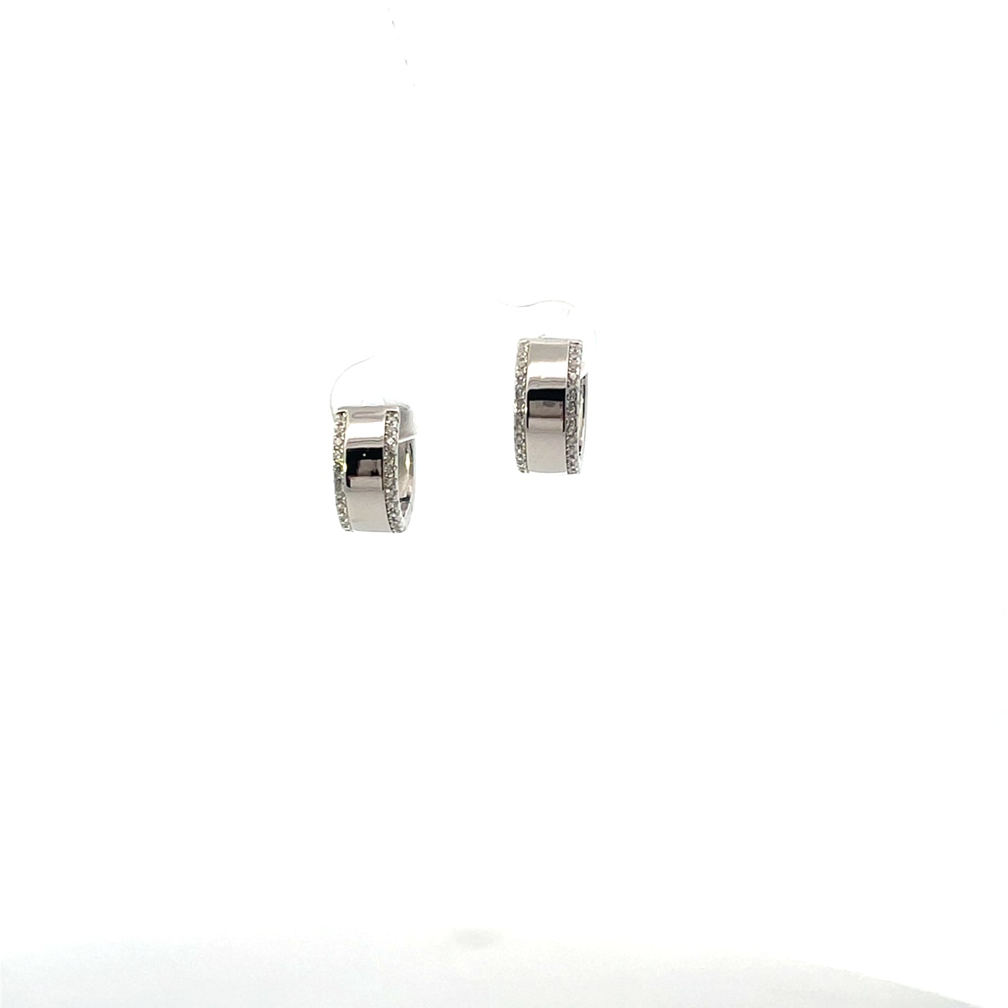 SOLID HOOPS WITH PAVE BORDERS SILVER
