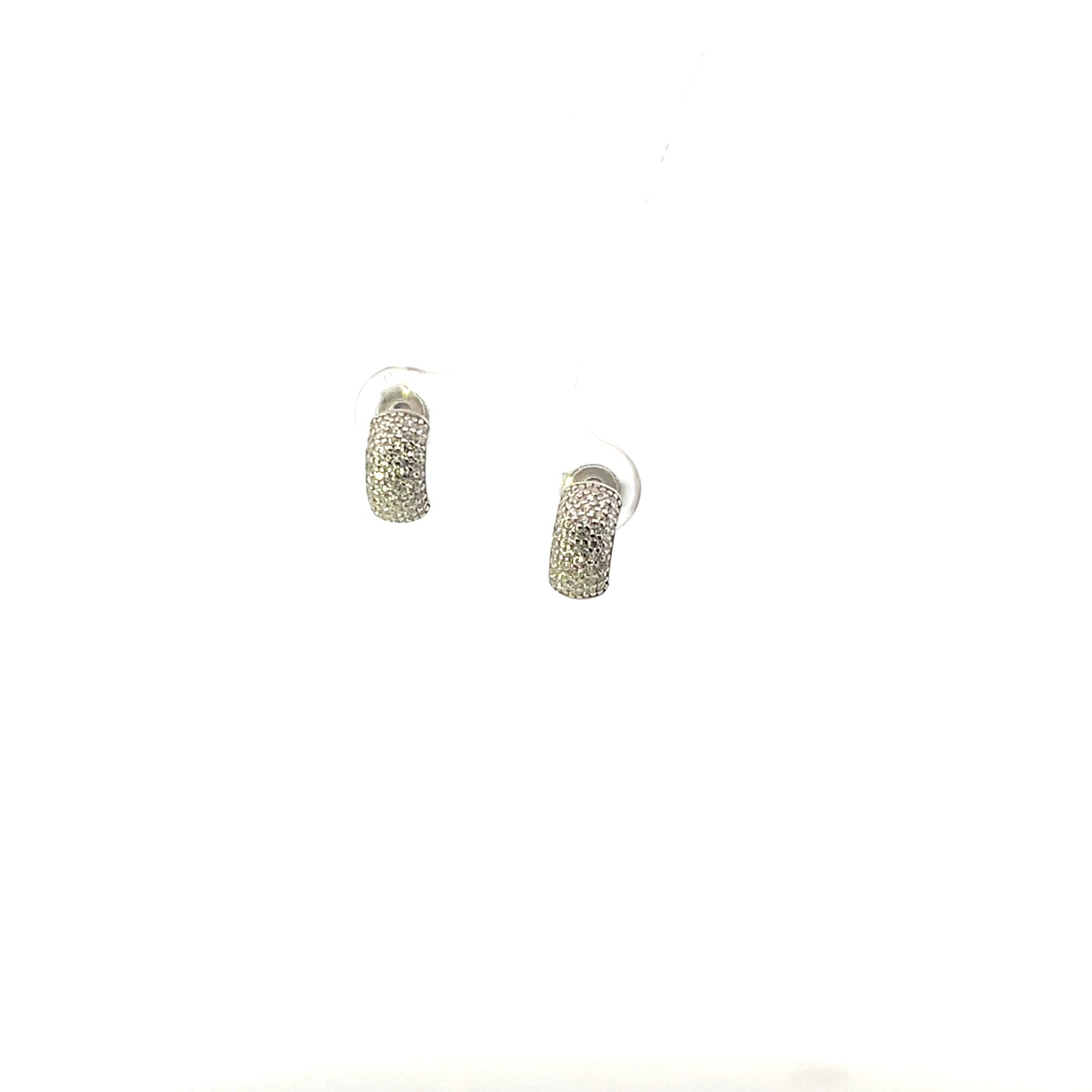 PAVE SMALL HALF HUGGIE SILVER