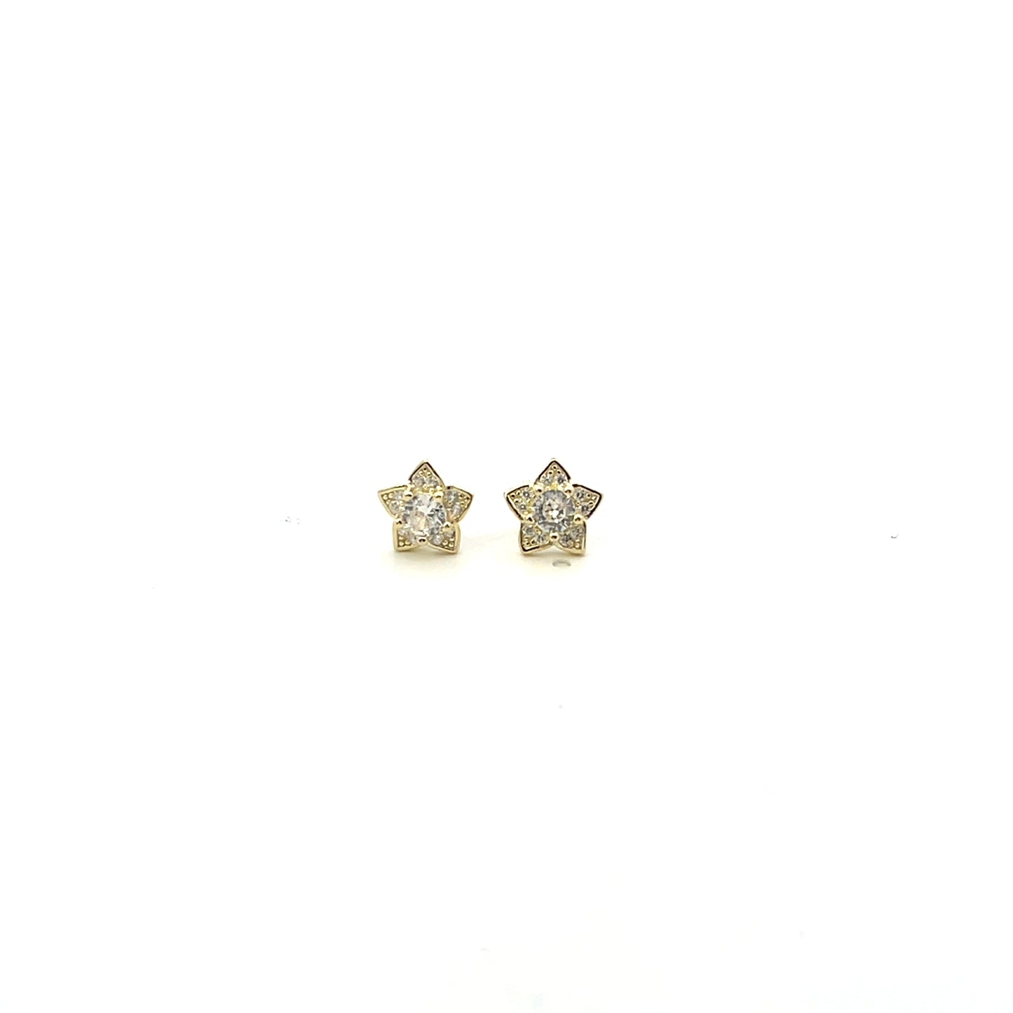 SMALL FLOWER WITH CLEAR SOLITAIRE STUD
