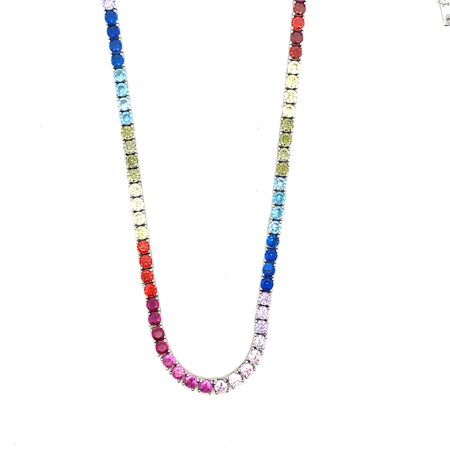 TENNIS RAINBOW NECKLACE 3MM 18" SILVER