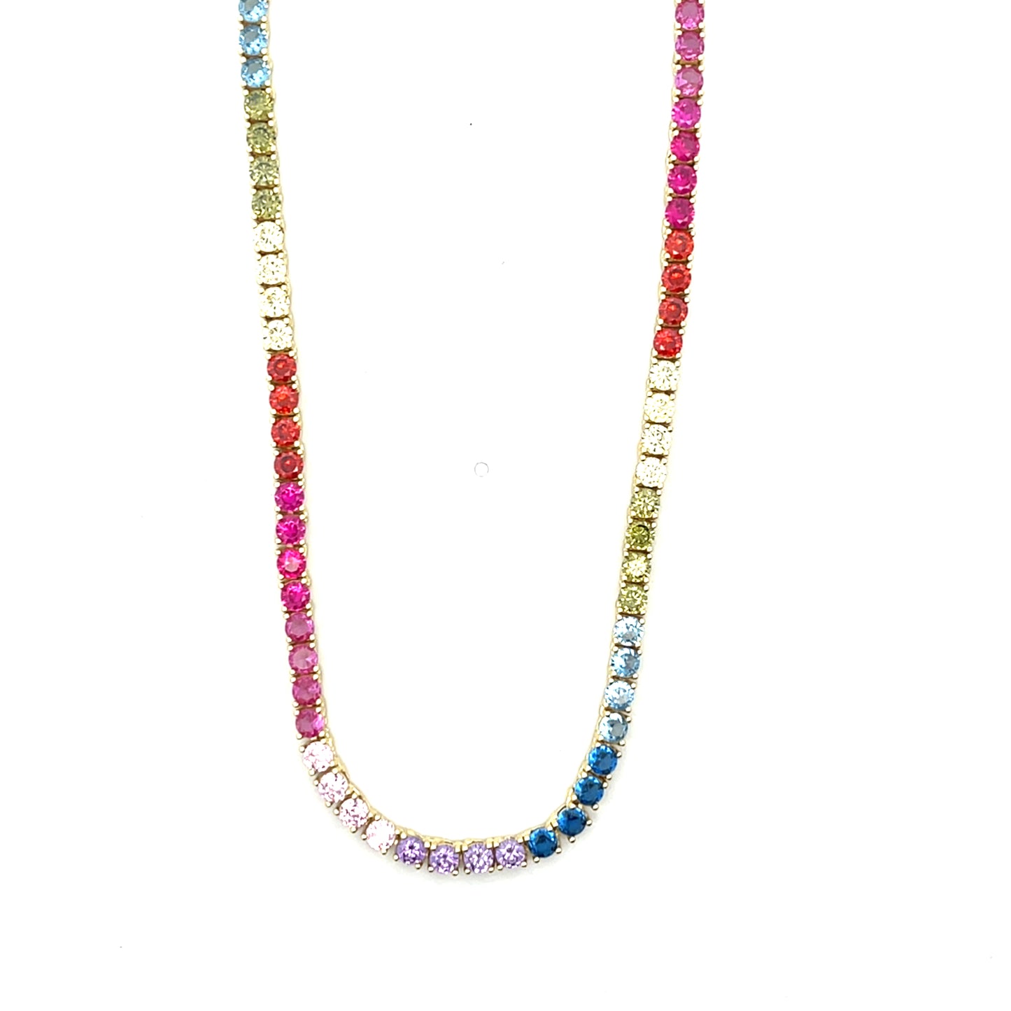 TENNIS RAINBOW NECKLACE 3MM 16" SGP