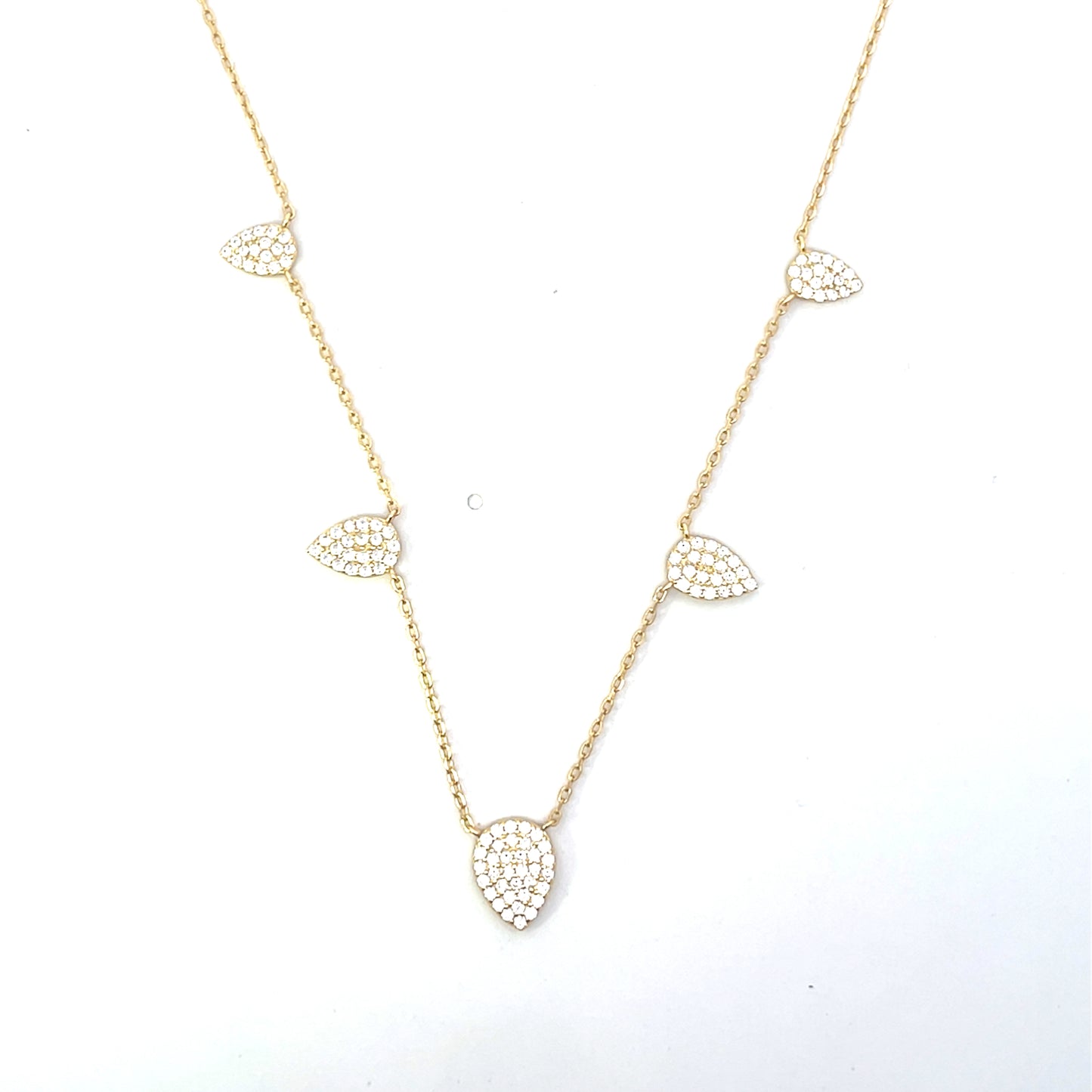 PAVE LEAF CHARM NECKLACE SGP