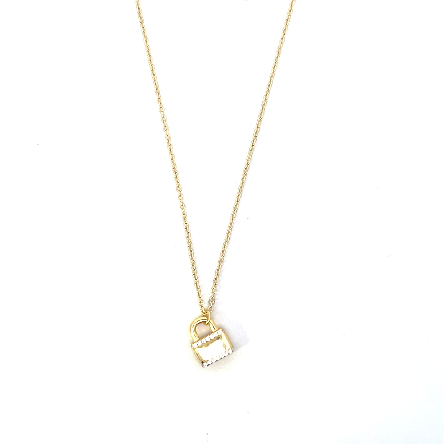 SOLID LOCK WITH PAVE NECKLACE SGP