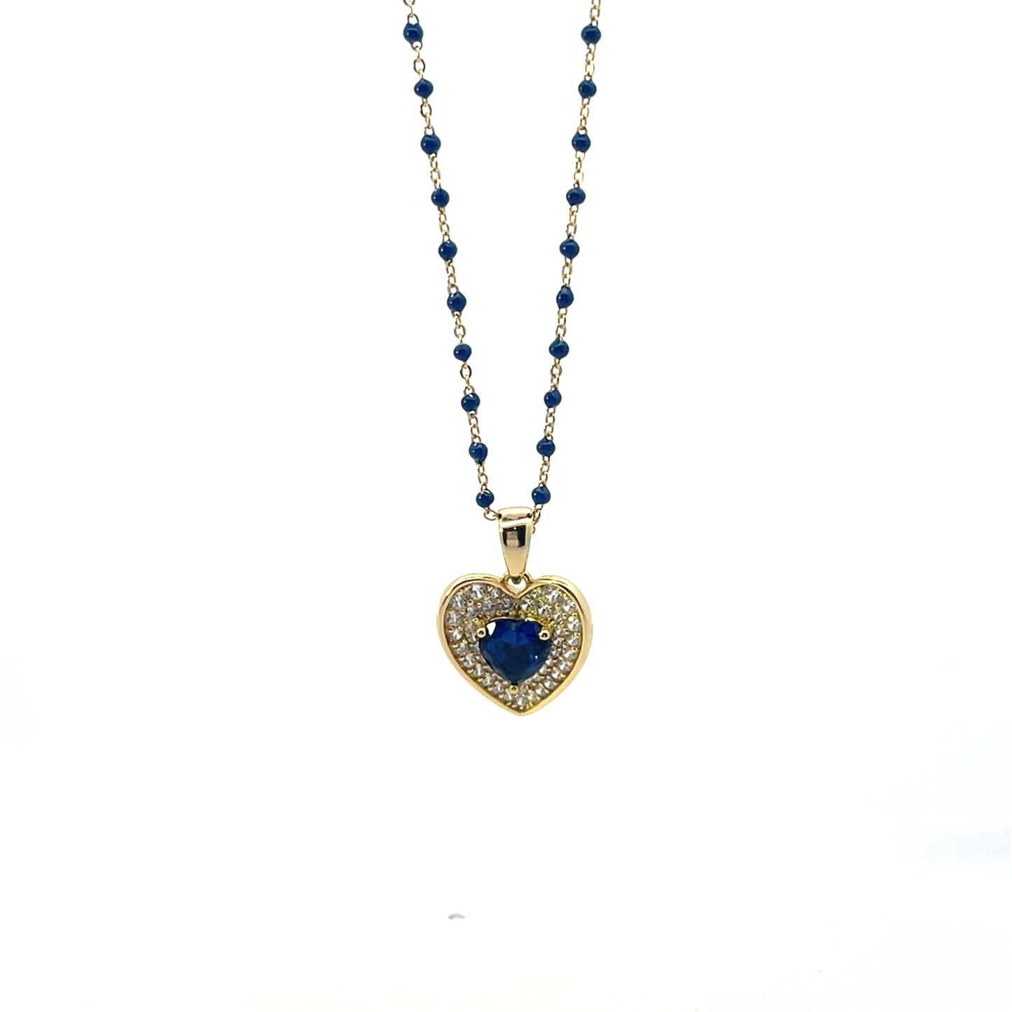 MINI BEADED BLUE NECKLACE WITH HEART 2