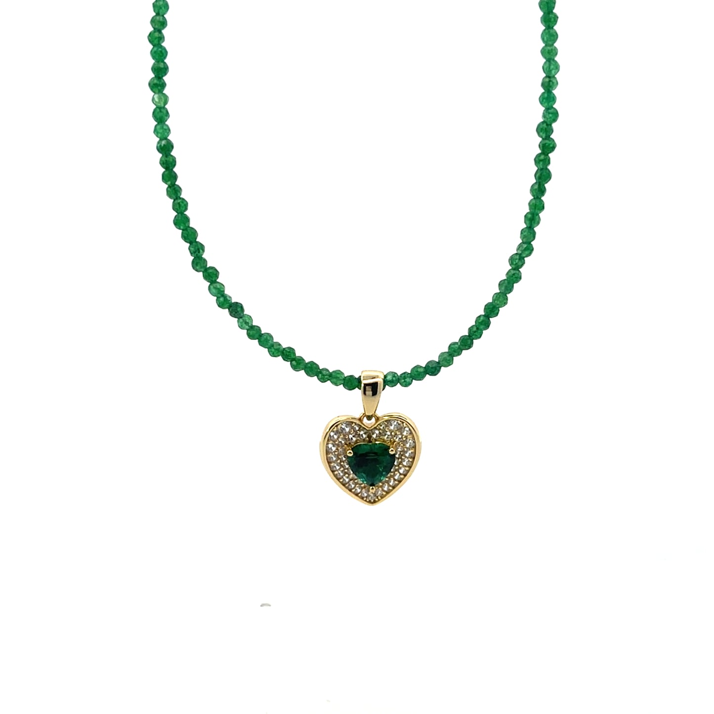ALL AROUND BEADED GREEN WITH HEART 1