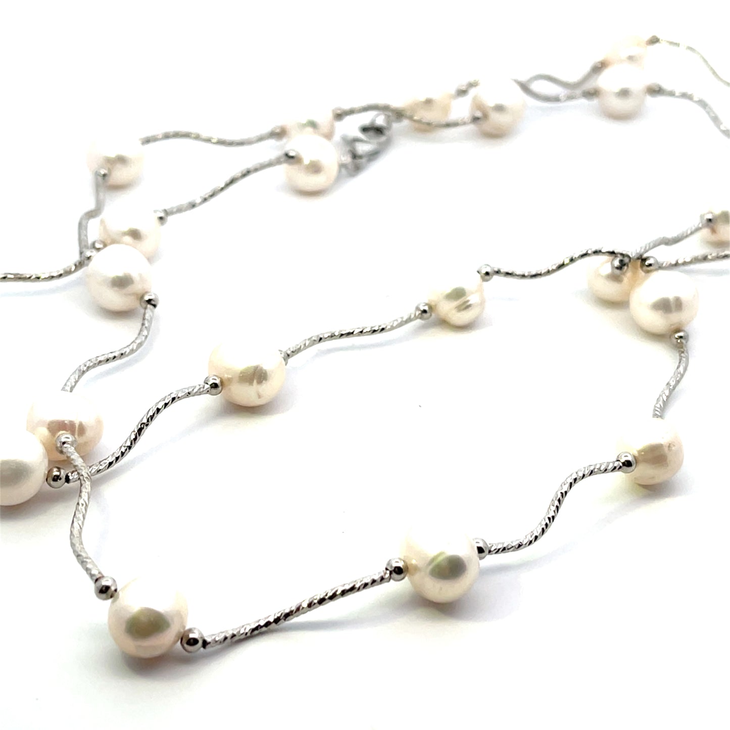 BIG PEARL AND SOLID NECKLACE EXTRA LONG (BRASS) 30"