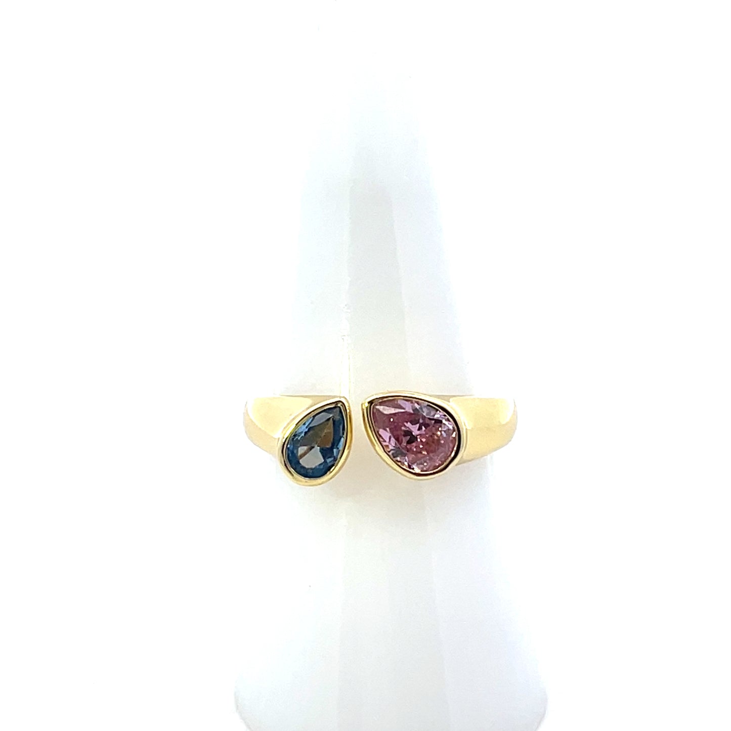 TU Y YO BLUE PINK PEAR BEZEL RING