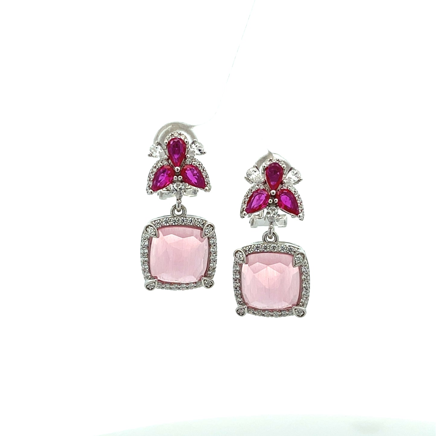 3 FLOWER WITH CUSHION PENDANT WITH HALO PINK (OMEGA)