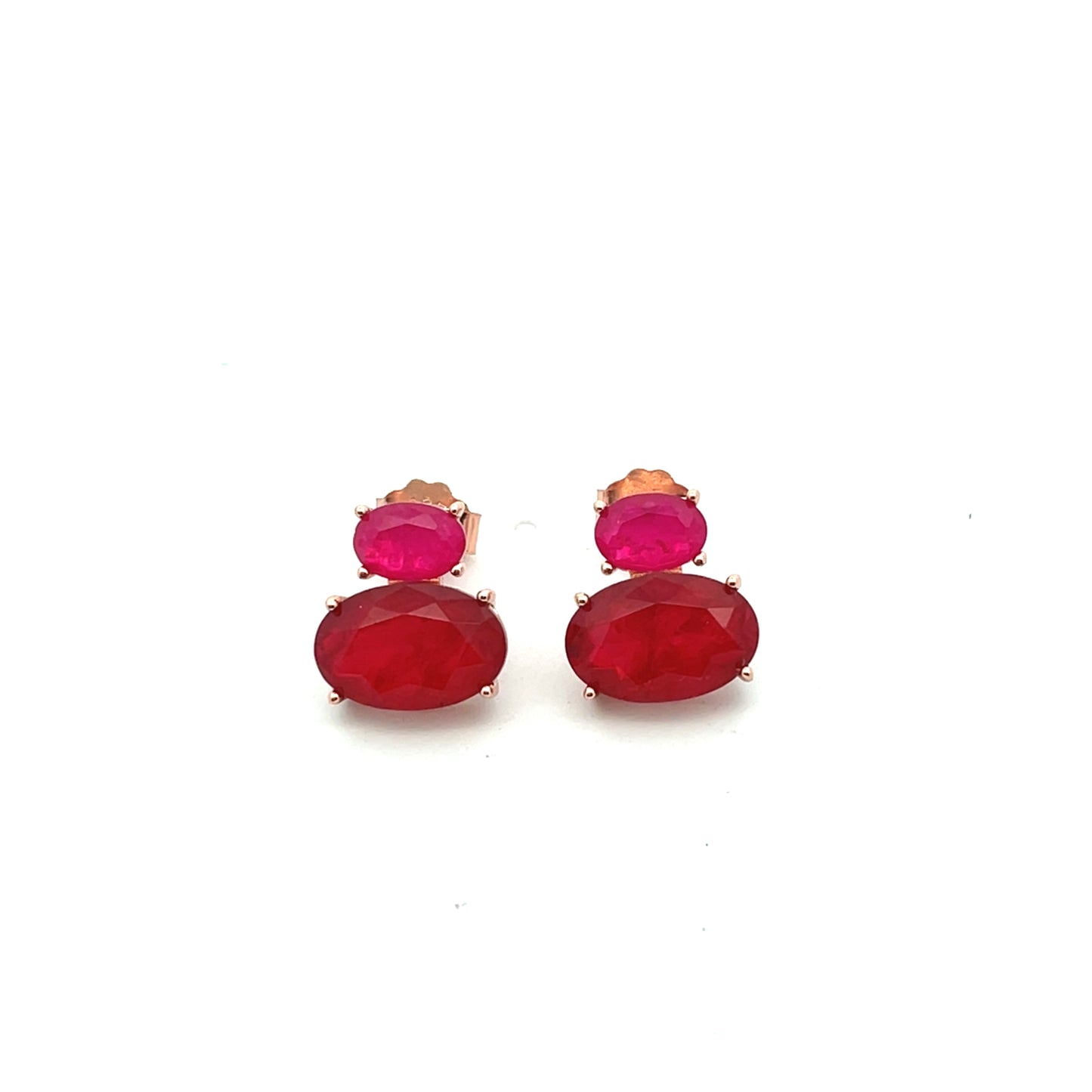 2 HORIZONTAL OVAL PINK AND RED EARRINGS