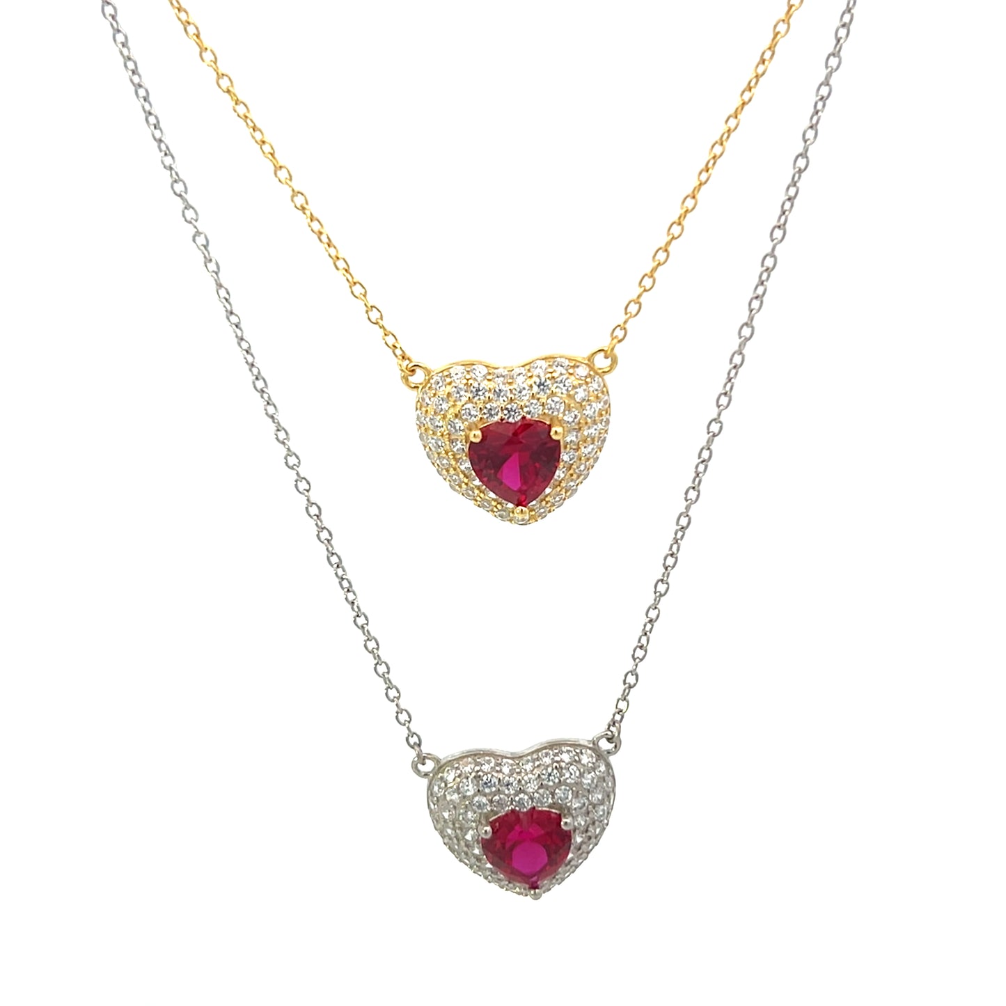 PAVE HEART WITH RED CRYSTAL