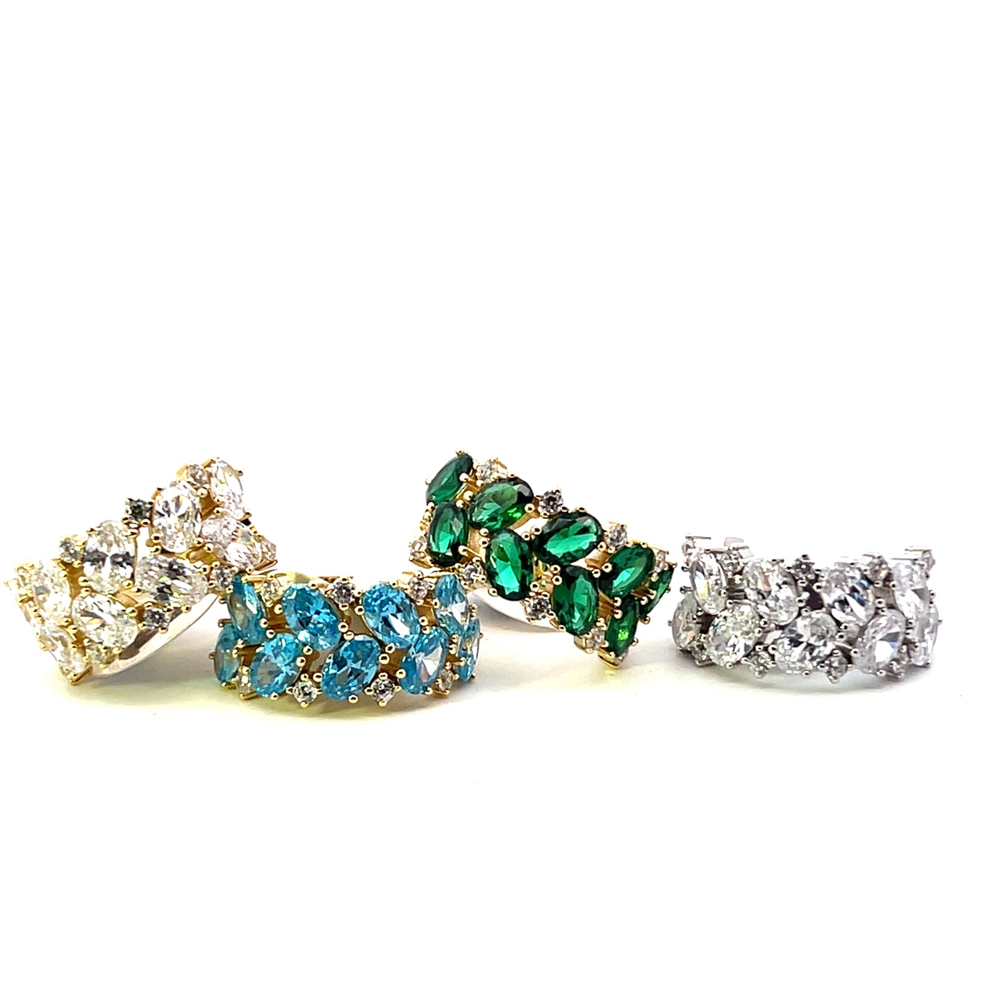 2-ROW TILTED OVALS WITH CZ RING