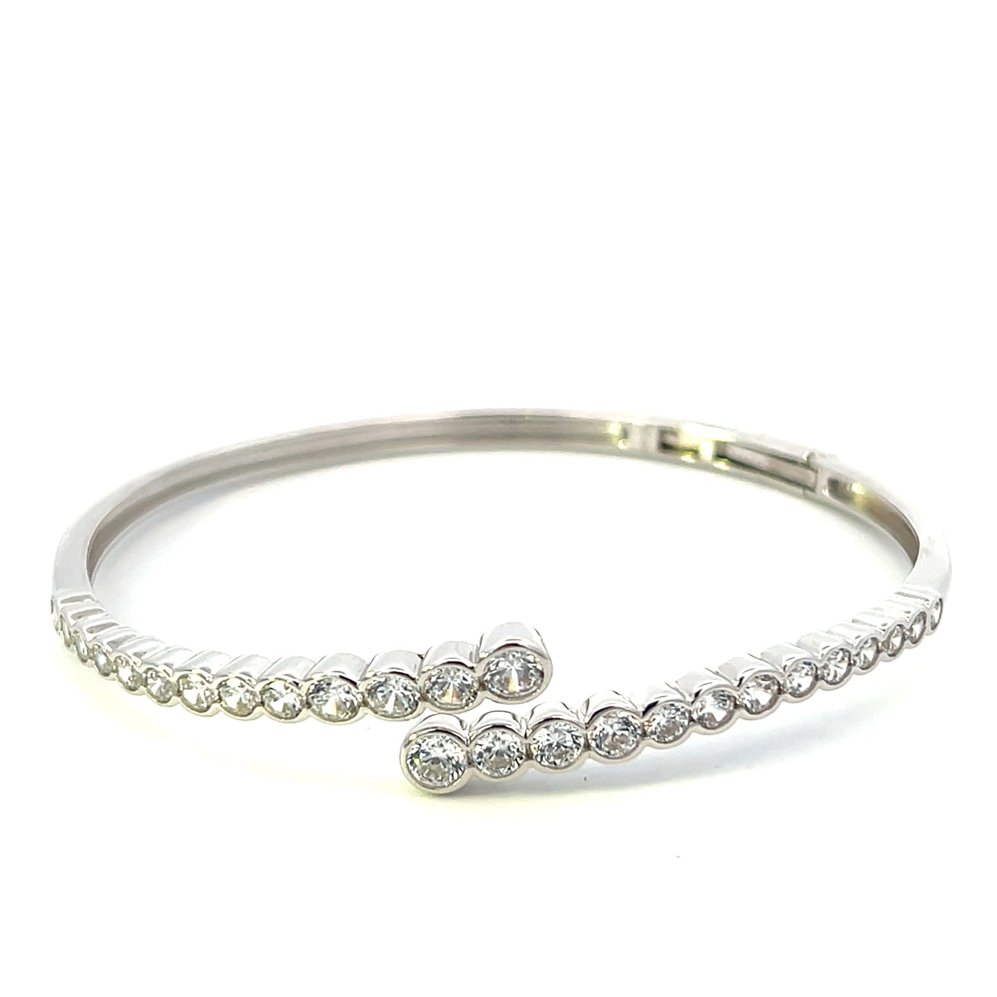 HALF TENNIS BANGLE WITH BEZEL