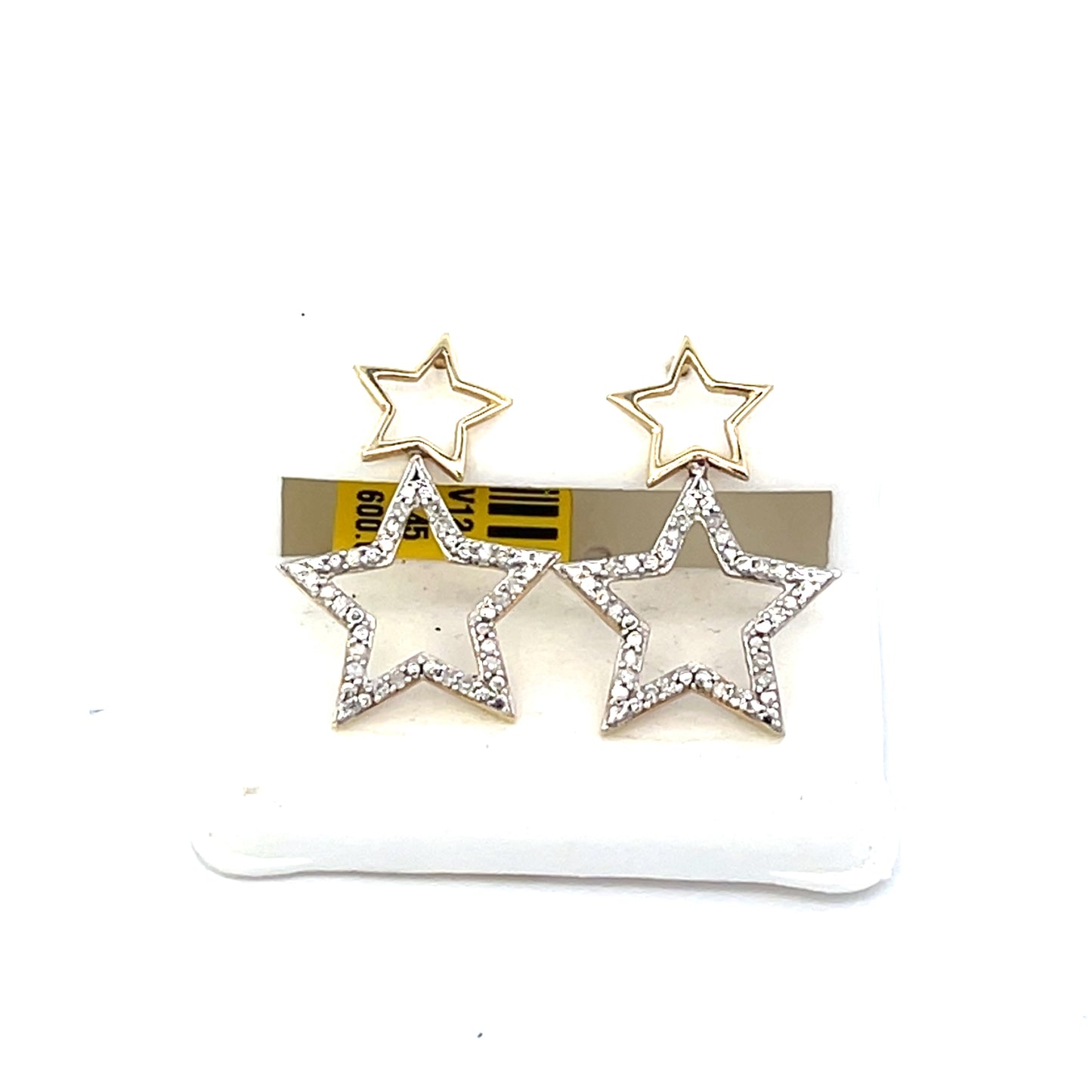 10K YG DOUBLE STAR WITH DIAMOND EARRINGS