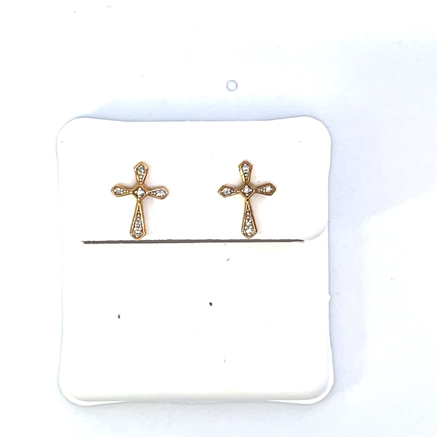 10K YG CROSS EARRINGS WITH DIAMONDS