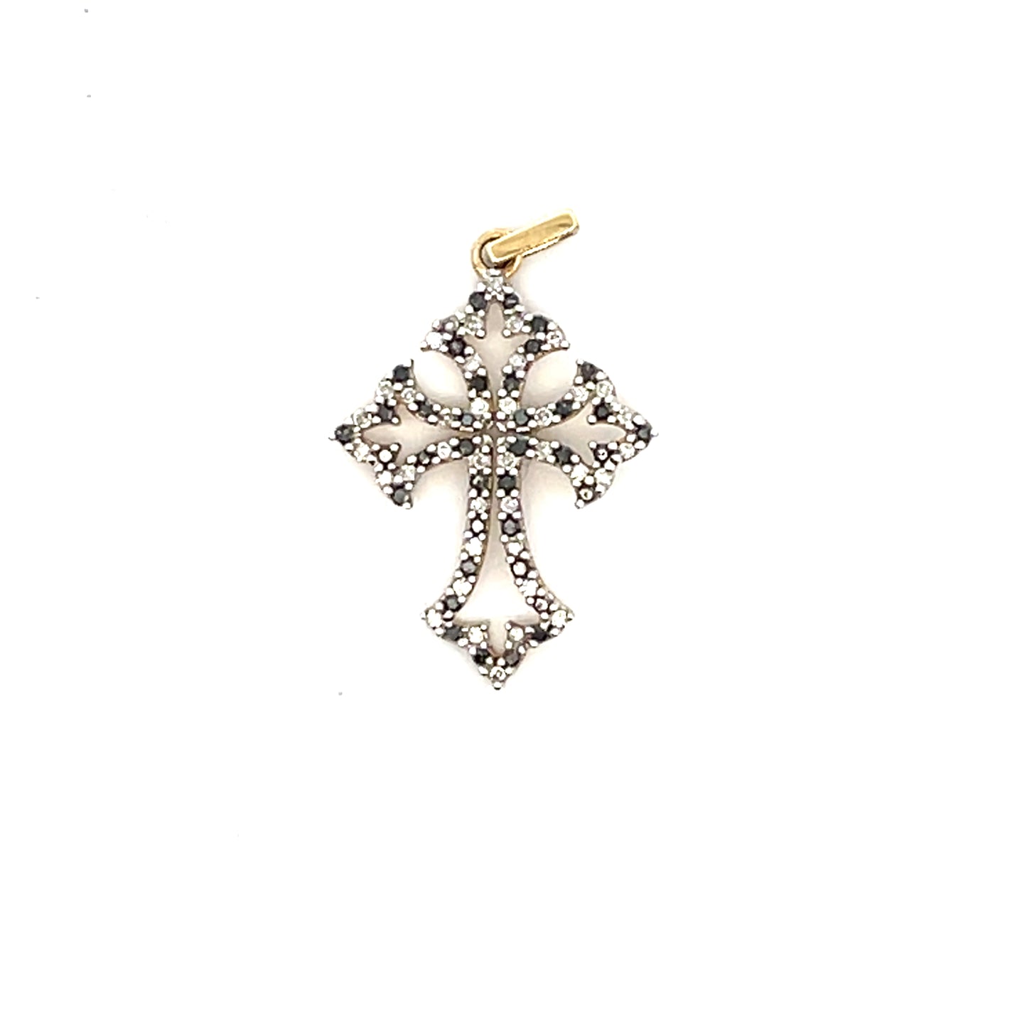 10KT YG GREEN AND CLEAR CROSS