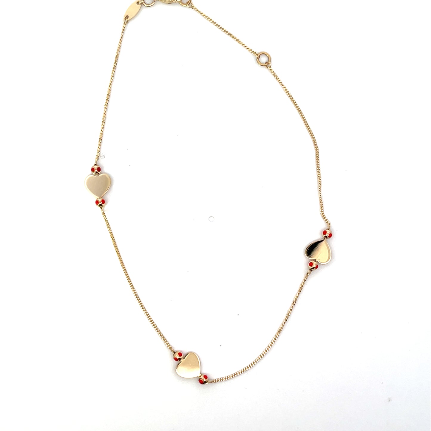 14K HEART AND RED ANKLET 8.5”