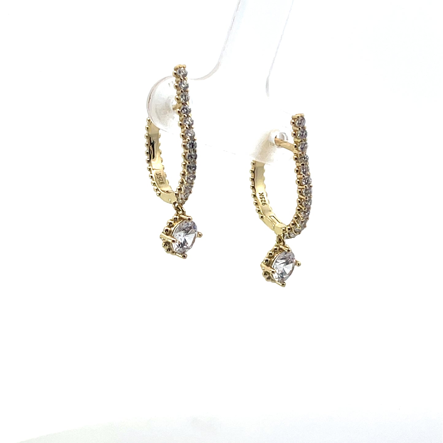 CZ HOOP WITH SOLITAIRE CHARM