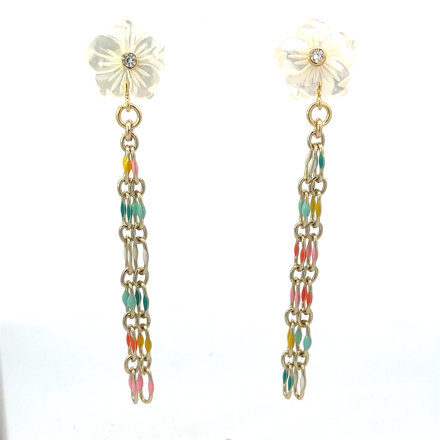 LONG NACAR FLOWER WITH ENAMEL MULTICOLOR CHAIN