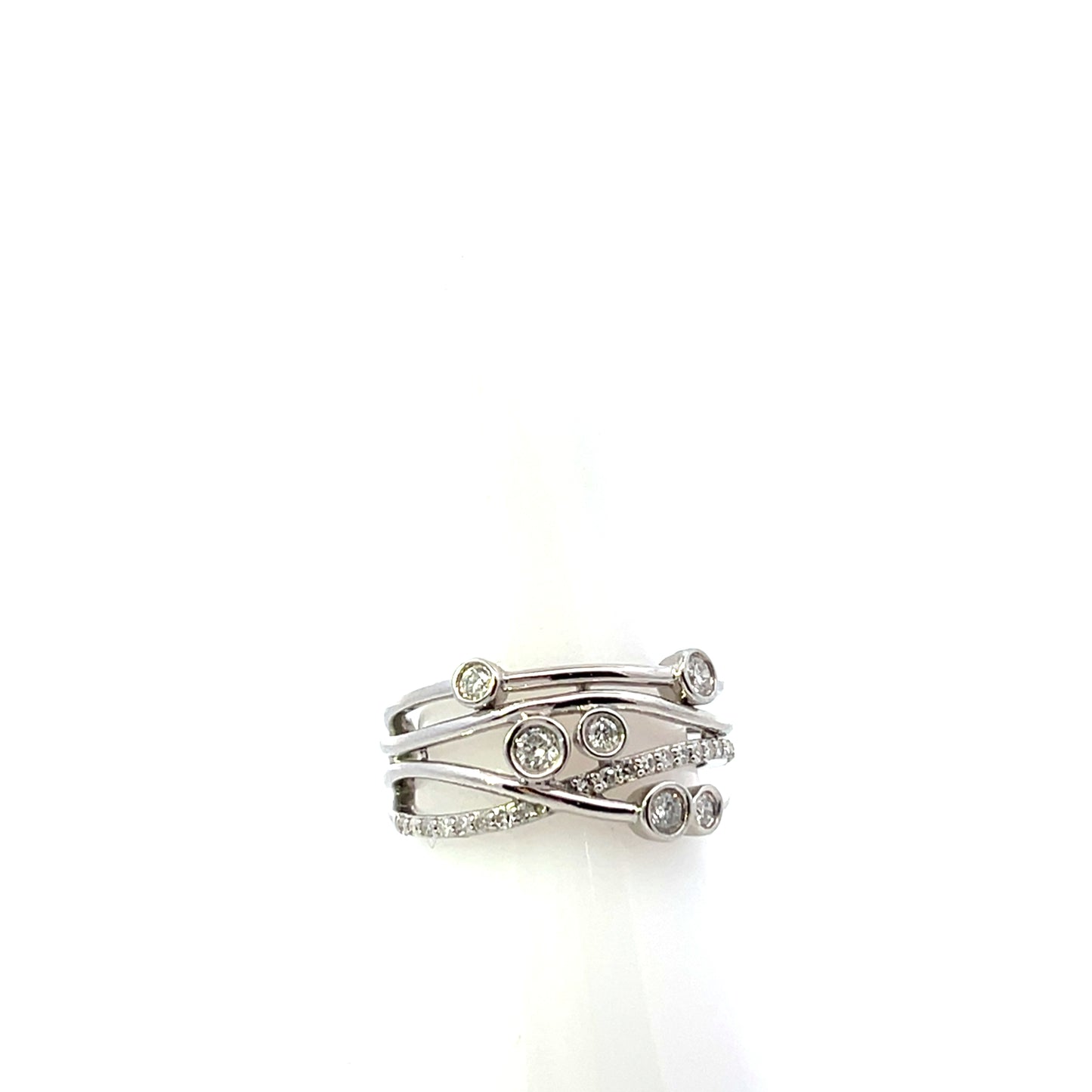ROW MULTI TEXTURE AND BEZEL DIAMOND RING