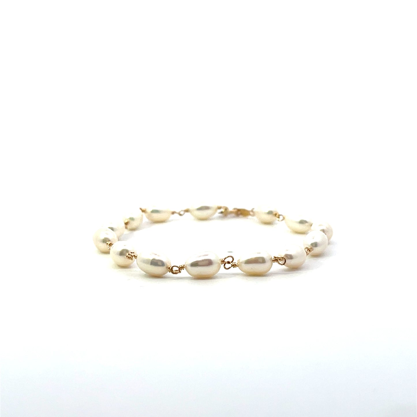 14K YG ALL AROUND PEARL BRACELET