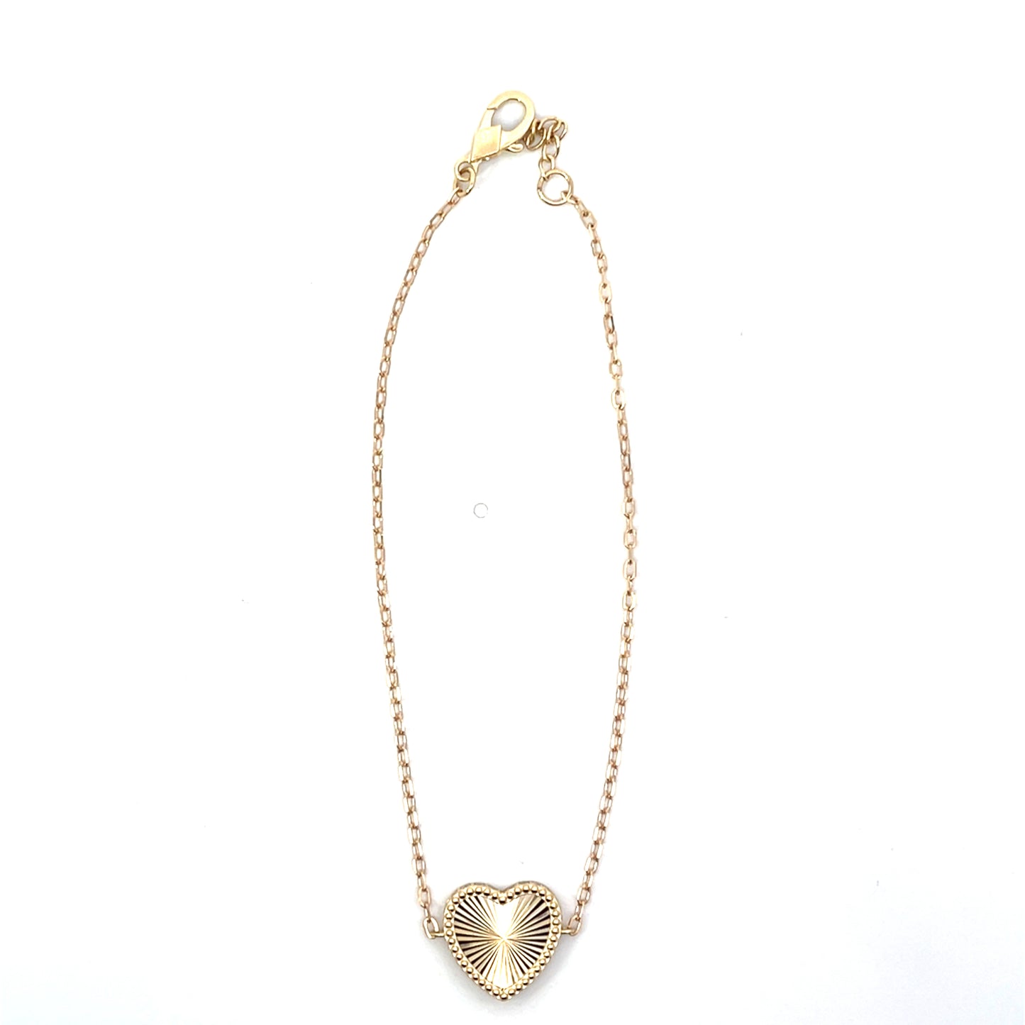 10K YG SOLID SINGLE HEART BRACELET 7"