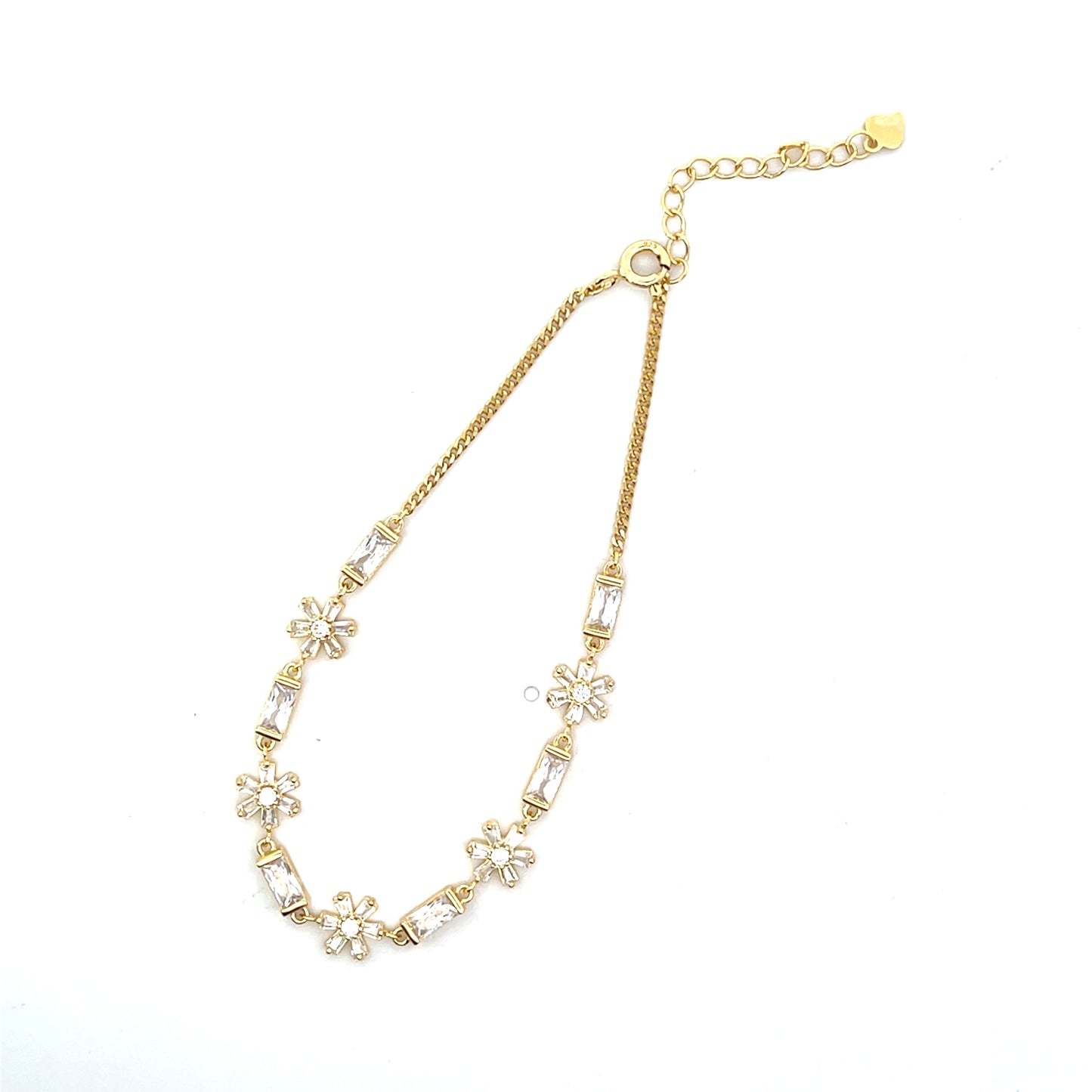 ADJUSTABLE TENNIS BRACELET BAGUETTE AND FLOWER SGP