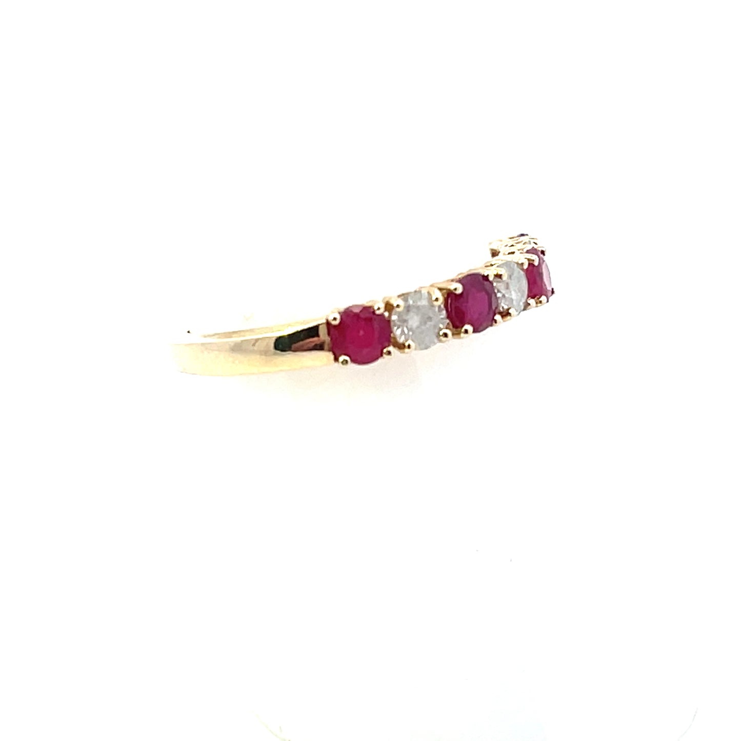 14K YG D-0.30CT R-0.55 RUBY AND DIAMOND RING BAND #7