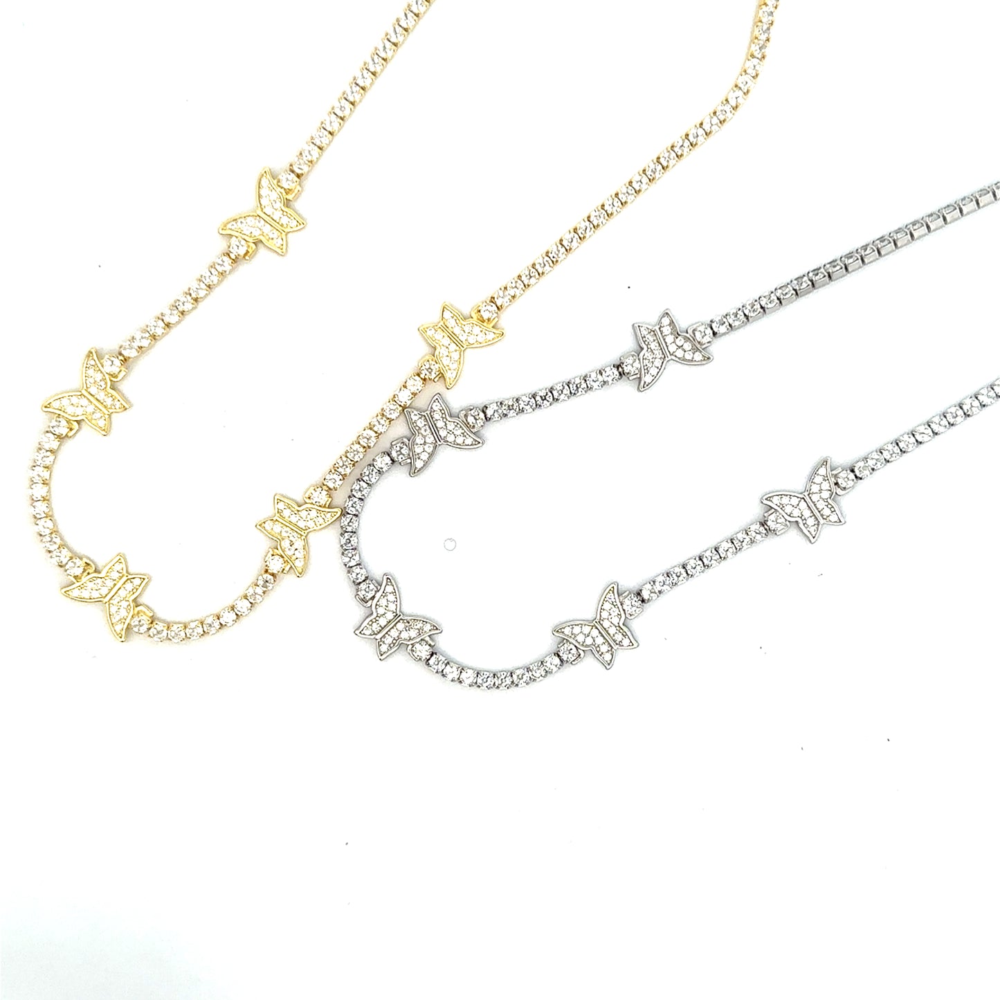 TENNIS NECKLACE CHOAKER WITH BUTTERFLIES
