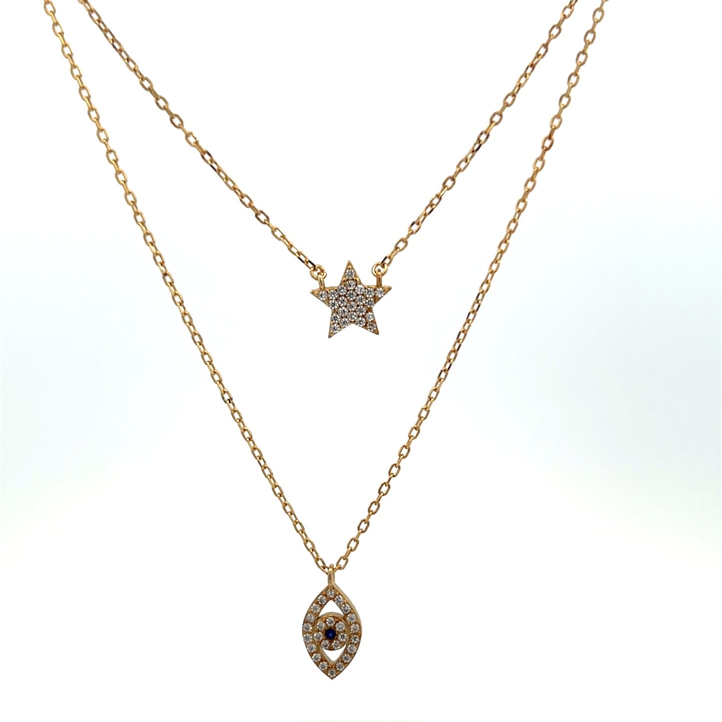 DOUBLE CHAIN EYE AND STAR