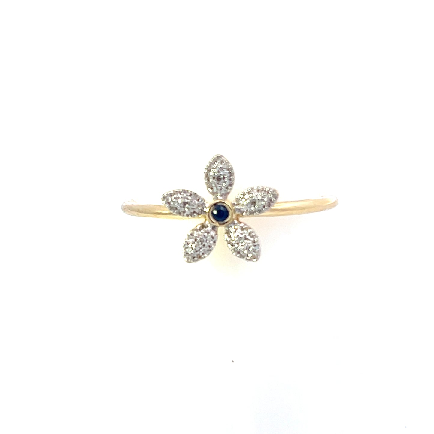 10K 0.08CTW DIAMOND FLOWER SAPPHIRE