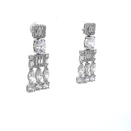 MULTI SHAPE LONG PARTY CZ EARRINGS