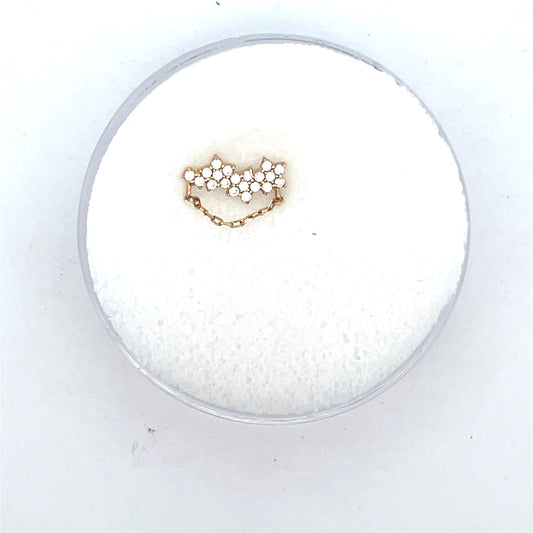 14K SINGLE PIERCING 3 FLOWER WITH SMALL CHAIN